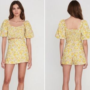 Faithfull the Brand Celia Grey Garden Floral Linen Skort